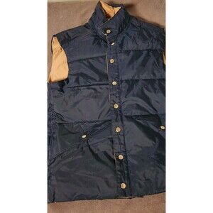 Vtg KMart Reversible Down Filled Puffer  Vest Men's MED Blue Tan Snap